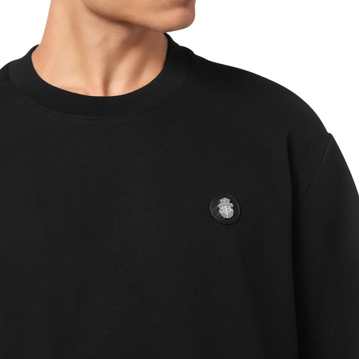 Klassisches Baumwollfleece Sweatshirt mit Rundhalsausschnitt