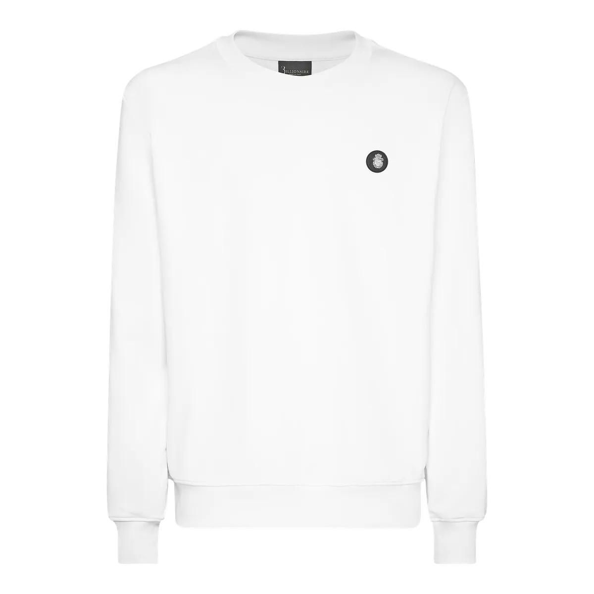 Klassisches Baumwollfleece-Sweatshirt mit Rundhalsausschnitt