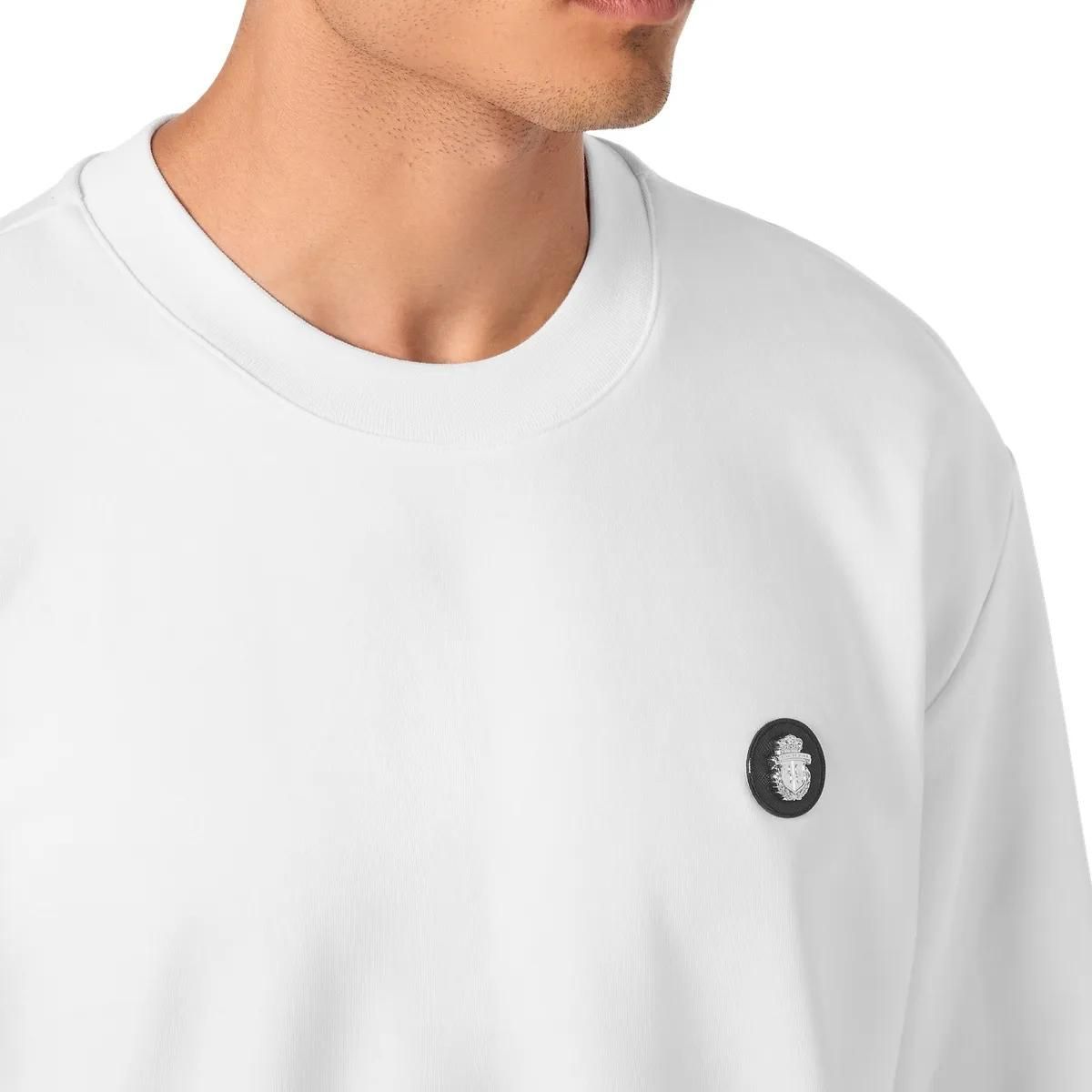 Klassisches Baumwollfleece-Sweatshirt mit Rundhalsausschnitt