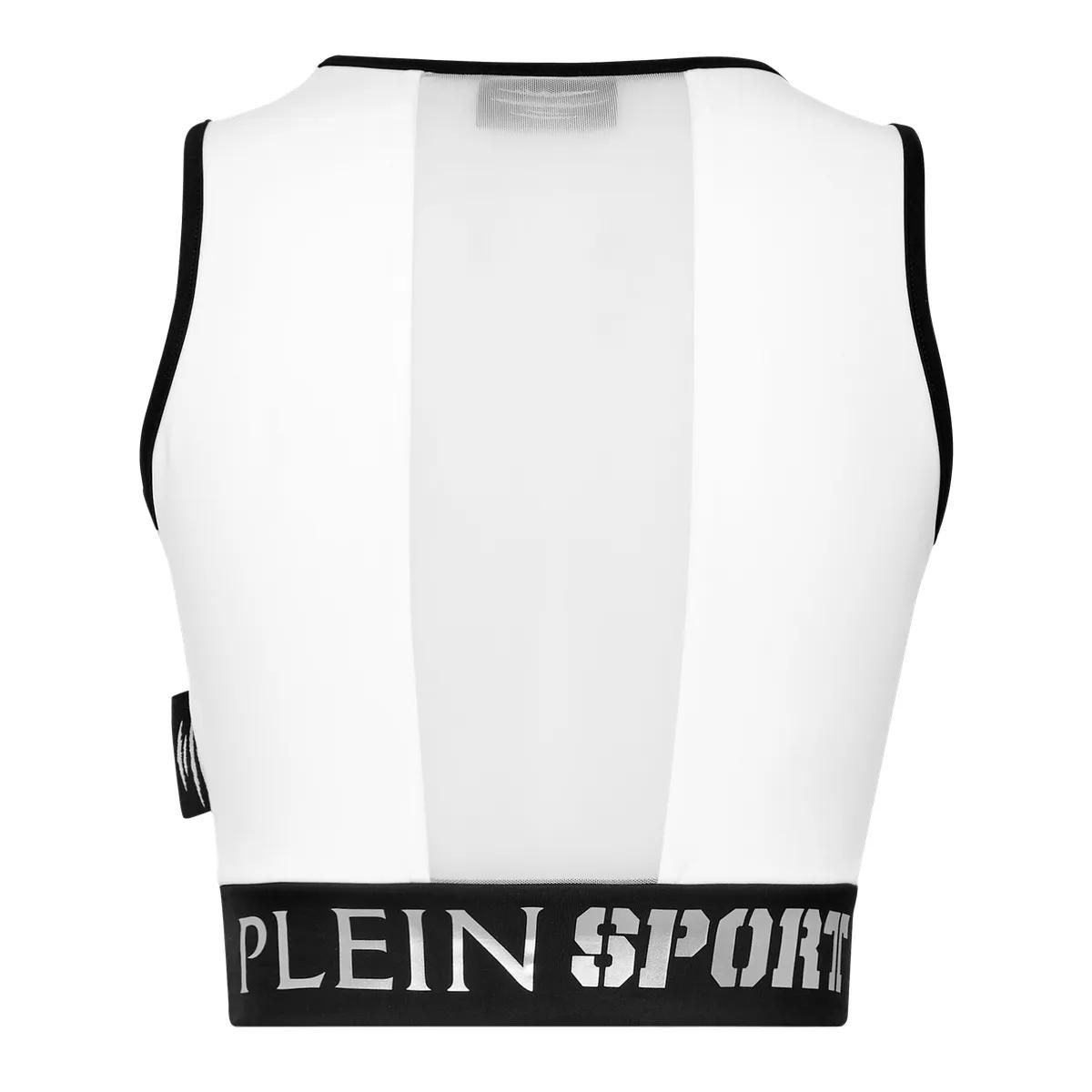 Sportliches weißes Crop Top mit Mesh
