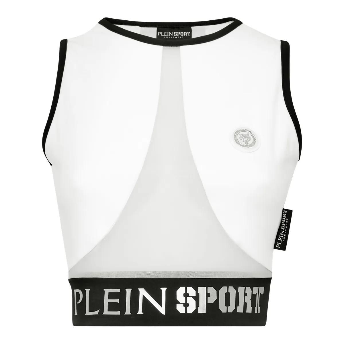 Sportliches weißes Crop Top mit Mesh
