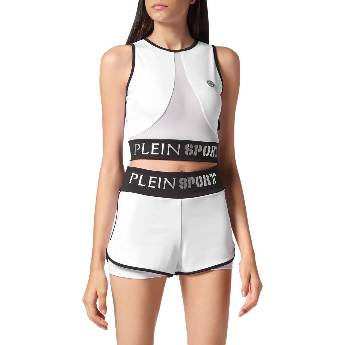 Sportliches weißes Crop Top mit Mesh