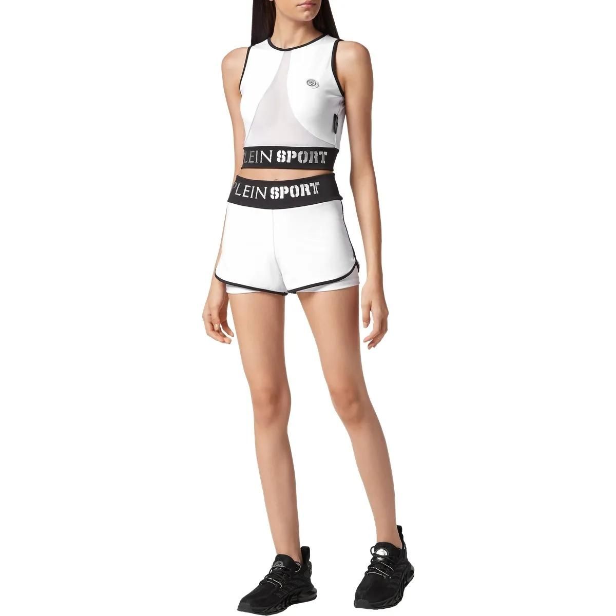 Sportliches weißes Crop Top mit Mesh