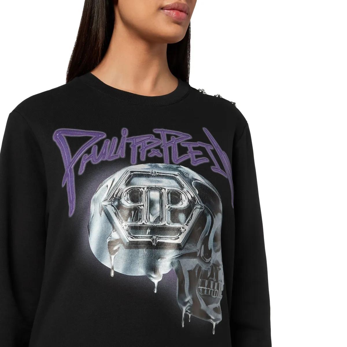 Oversize-Sweatshirt mit Totenkopf Grafik