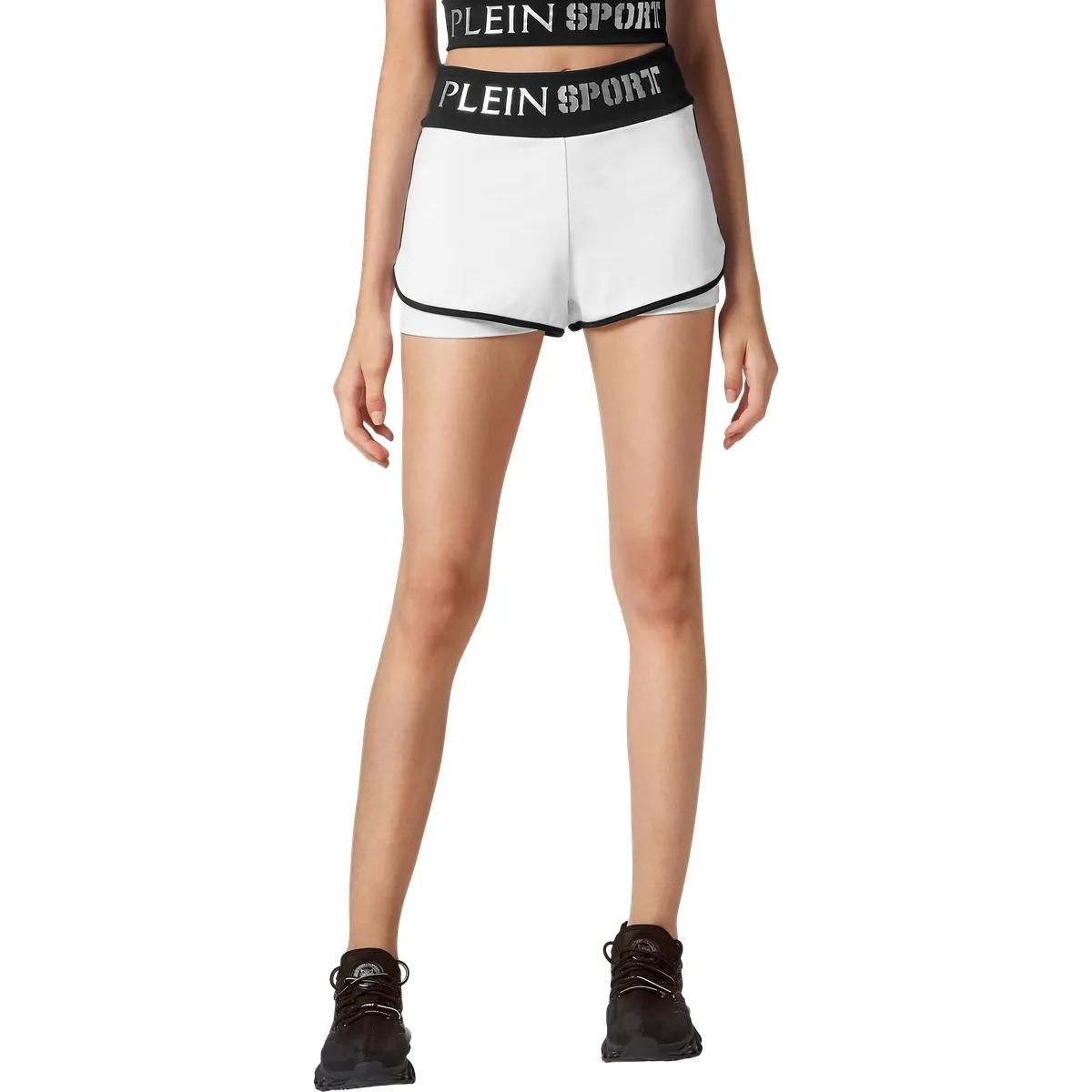 Weiße Laufshorts mit Logo-Bund