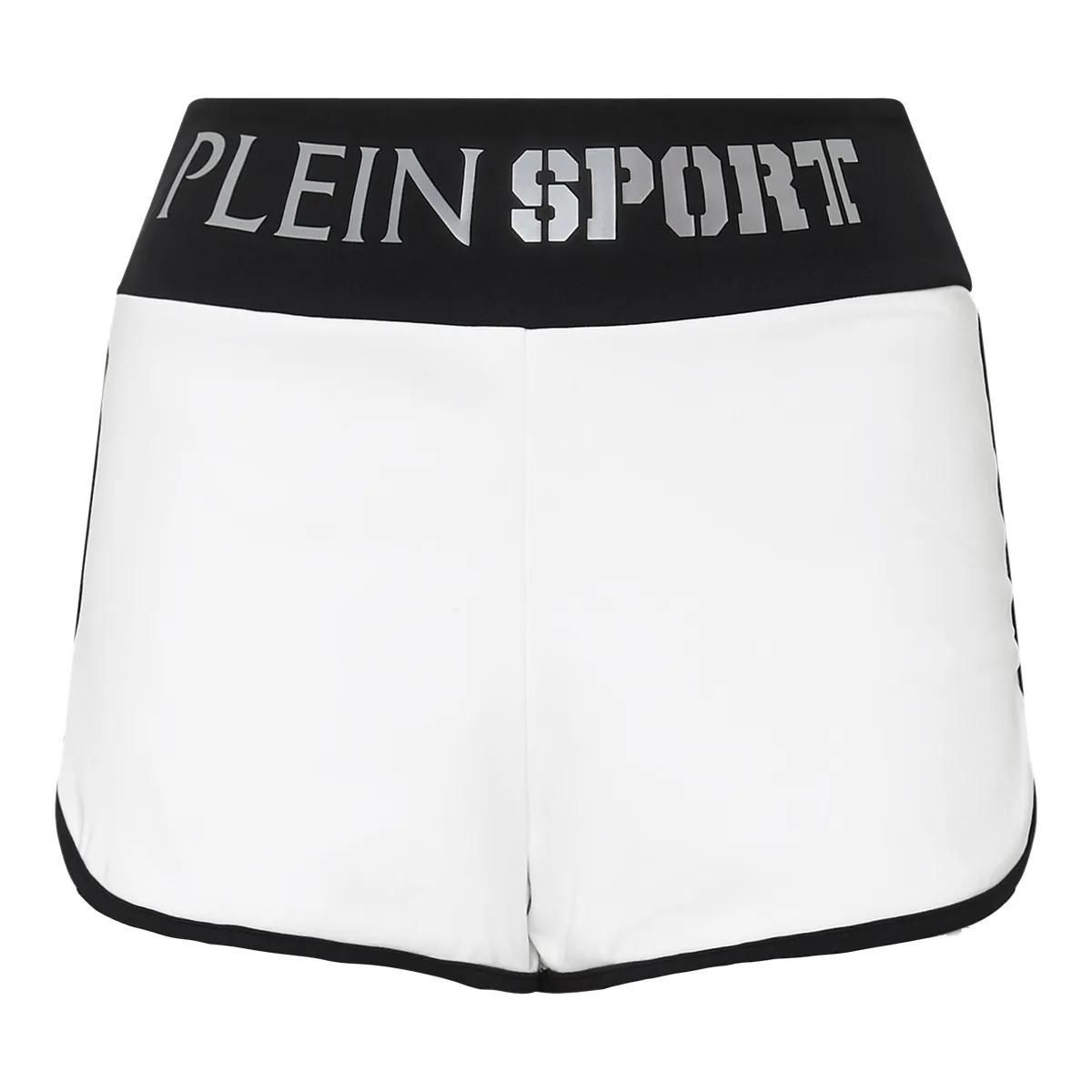 Weiße Laufshorts mit Logo-Bund
