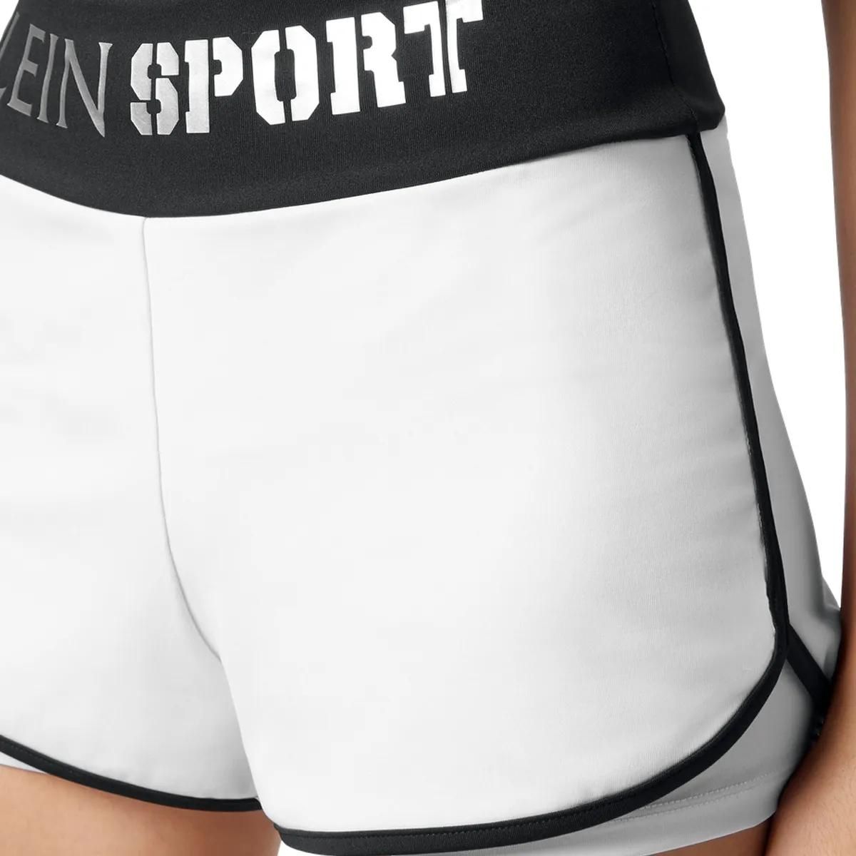 Weiße Laufshorts mit Logo-Bund