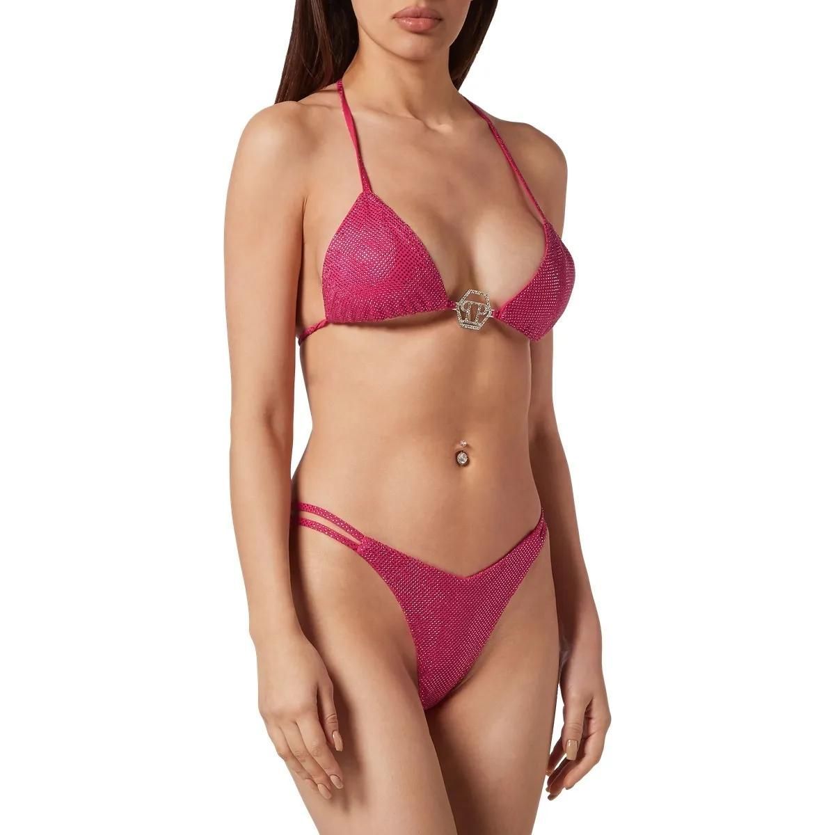 Strassverziertes Triangel-Bikini-Oberteil