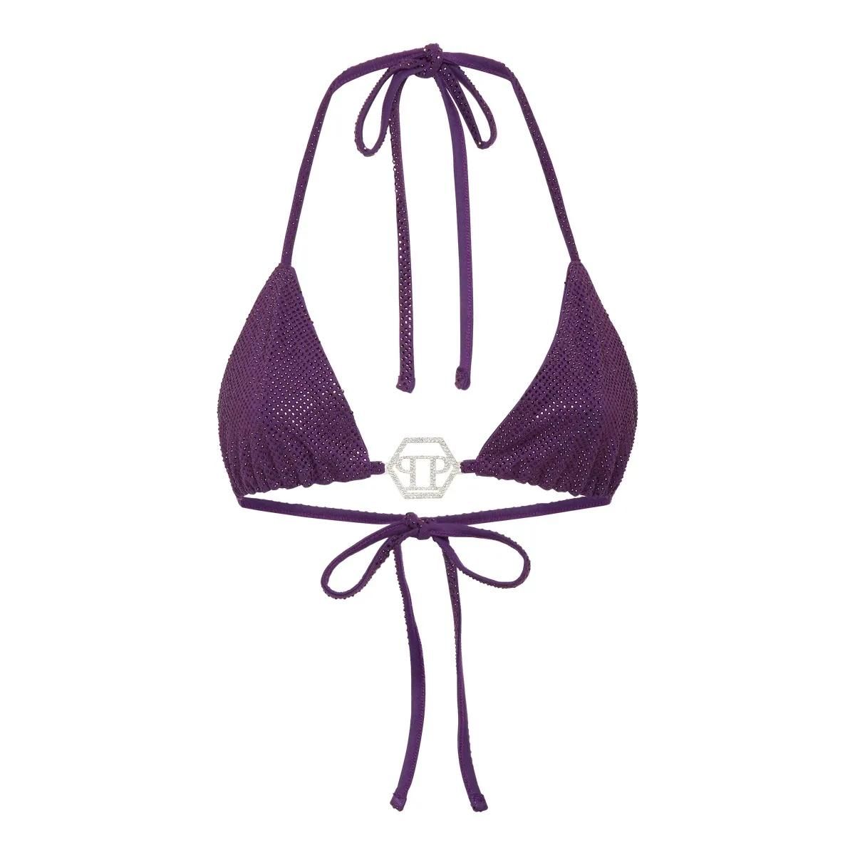 Strassverziertes Triangel-Bikini-Oberteil