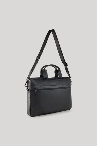 JOOP! Cardona Pandion Schwarze Leder Aktentasche mit Schultergurt