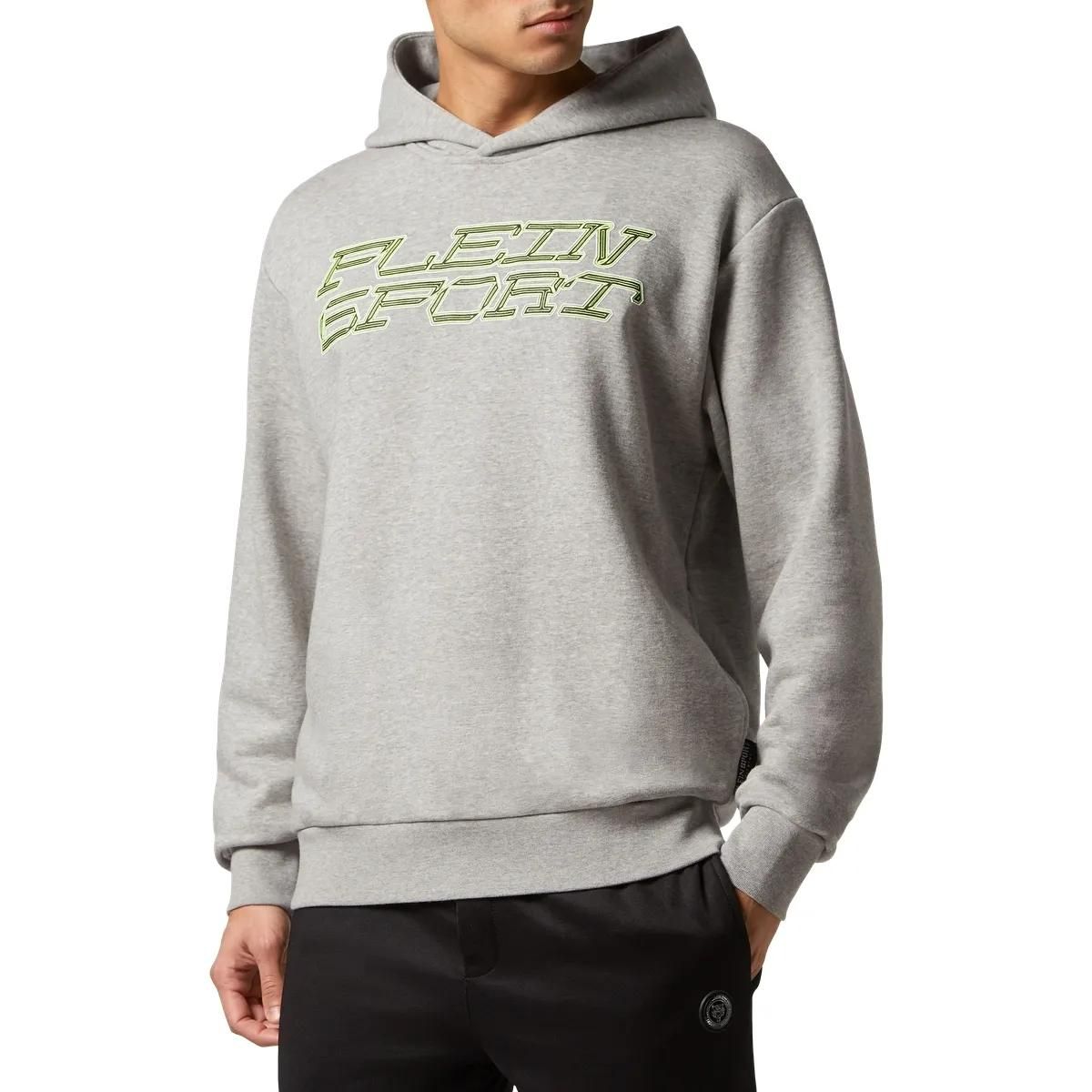 Sportlicher grauer Fleecepullover Hoodie