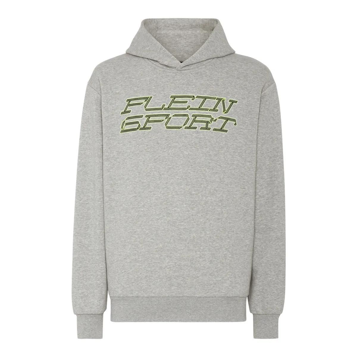 Sportlicher grauer Fleecepullover Hoodie