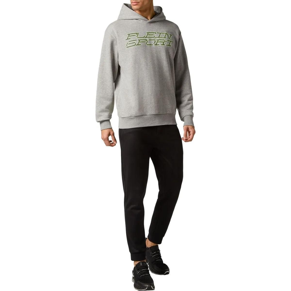 Sportlicher grauer Fleecepullover Hoodie