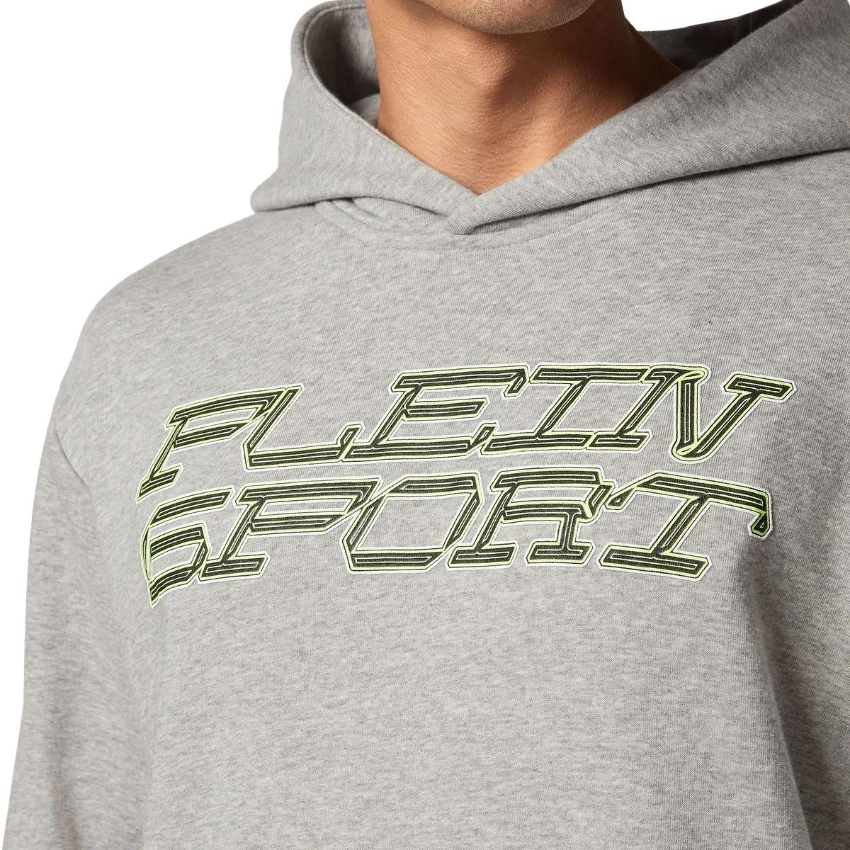 Sportlicher grauer Fleecepullover Hoodie