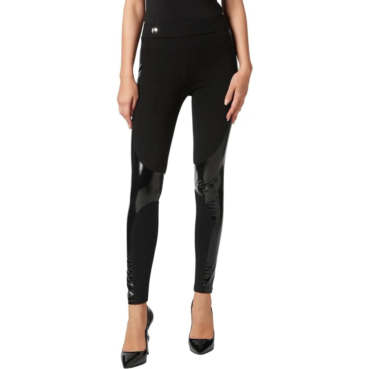 Stretch-Jersey-Leggings mit Latex-Einsätzen
