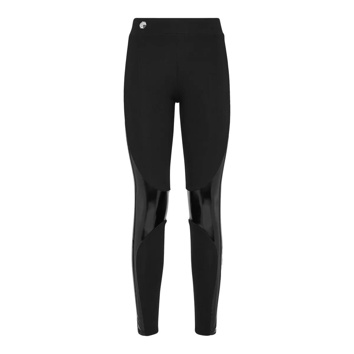 Stretch-Jersey-Leggings mit Latex-Einsätzen