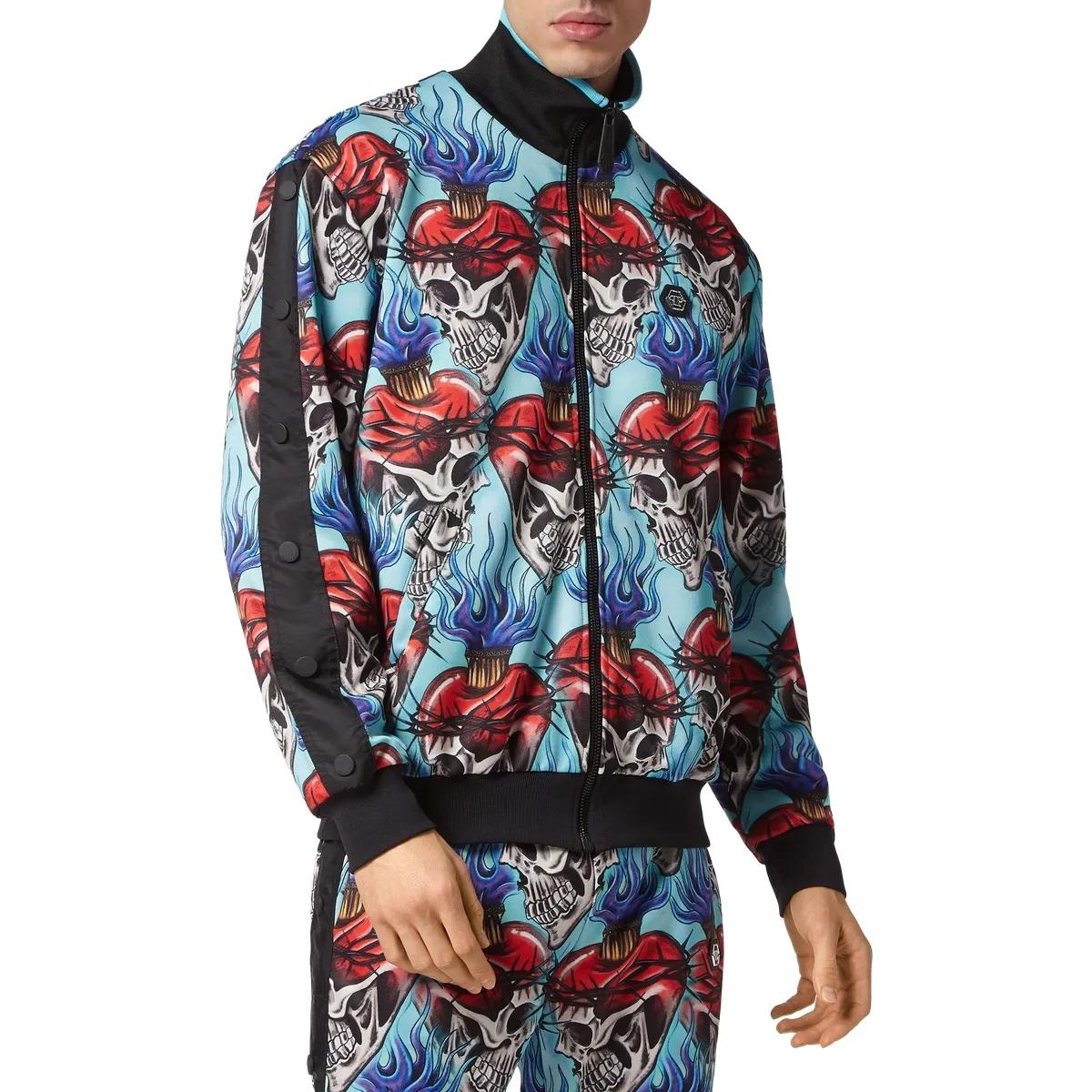 Trainingsanzug mit Tattoo-Print und Seitenknöpfen