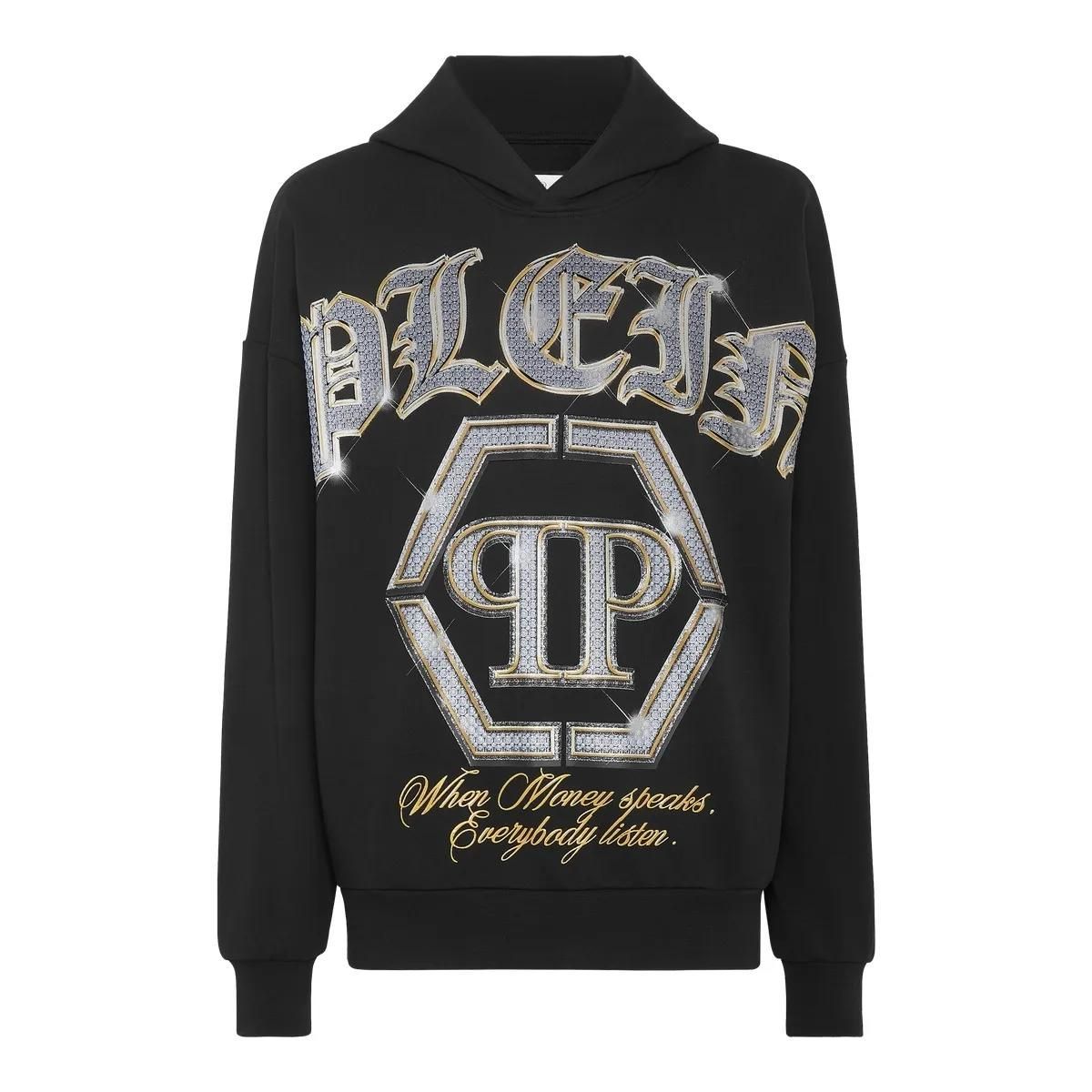 Fleece-Hoodie mit Strasslogo