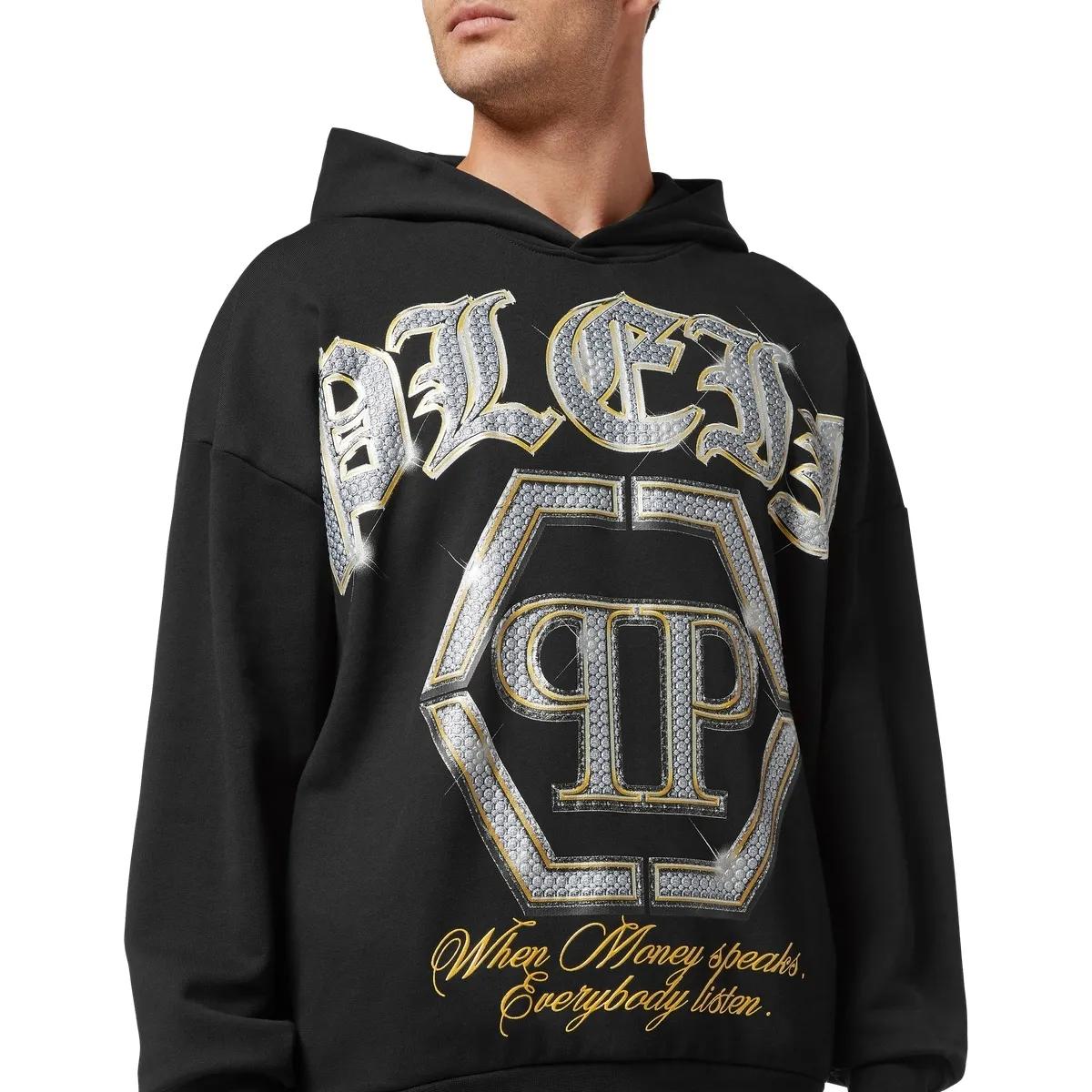 Fleece-Hoodie mit Strasslogo