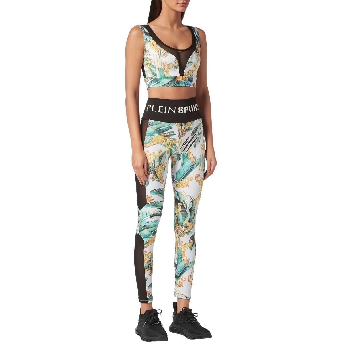 Leggings mit tropischem Print und hoher Taille