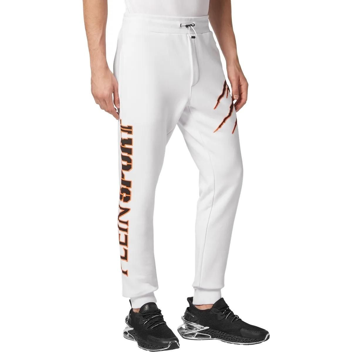 Weiße Fleece-Jogginghose mit Prints