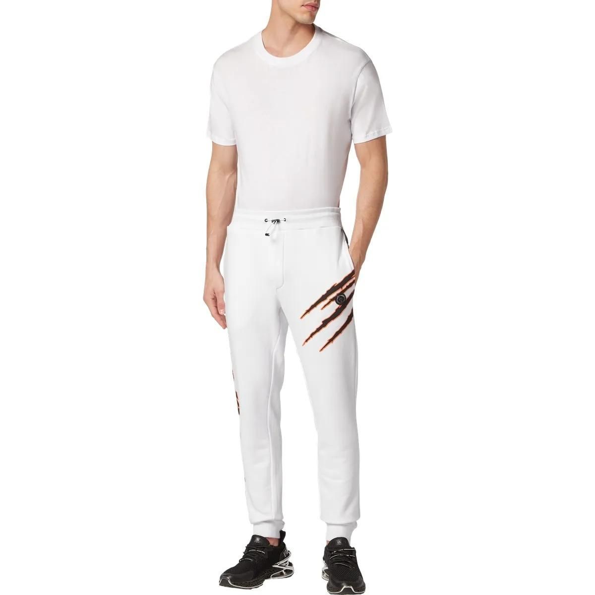 Weiße Fleece-Jogginghose mit Prints