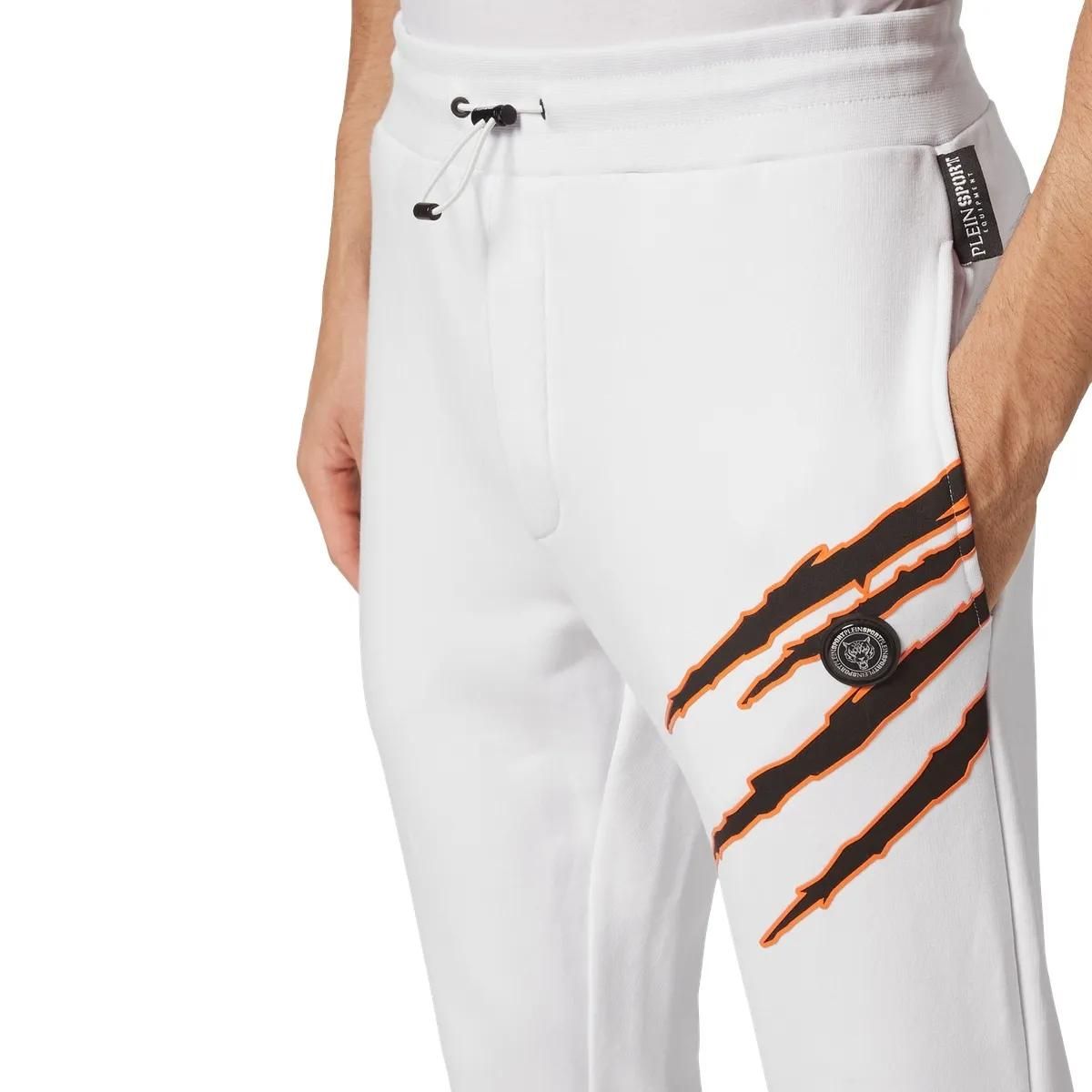 Weiße Fleece-Jogginghose mit Prints