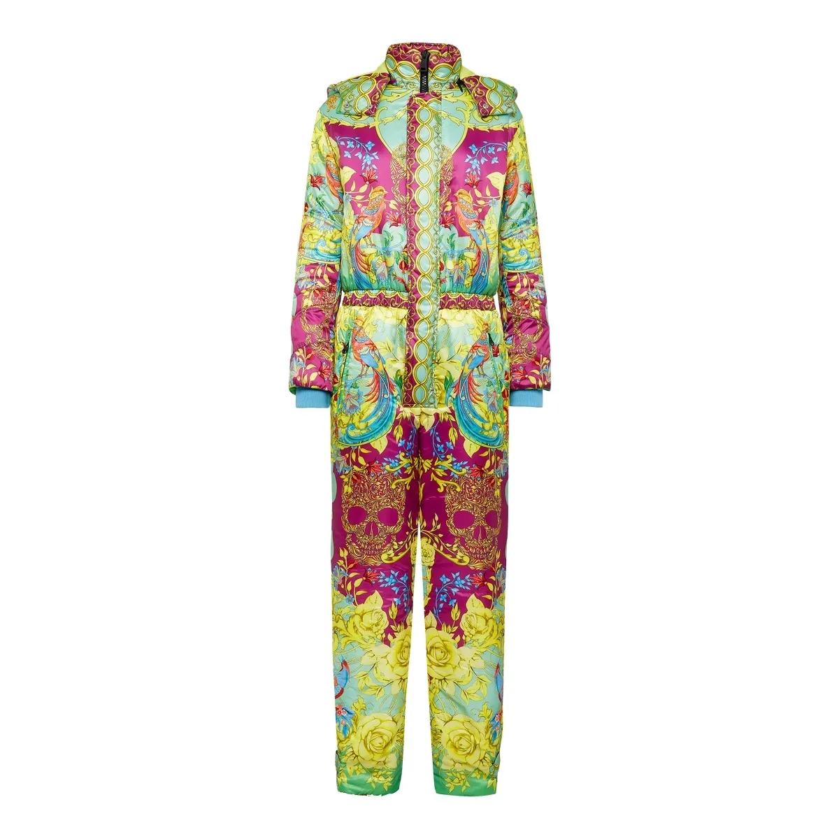 Bunter Ski-Overall mit Barock-Print
