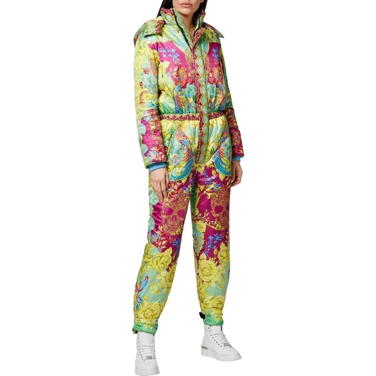 Bunter Ski-Overall mit Barock-Print