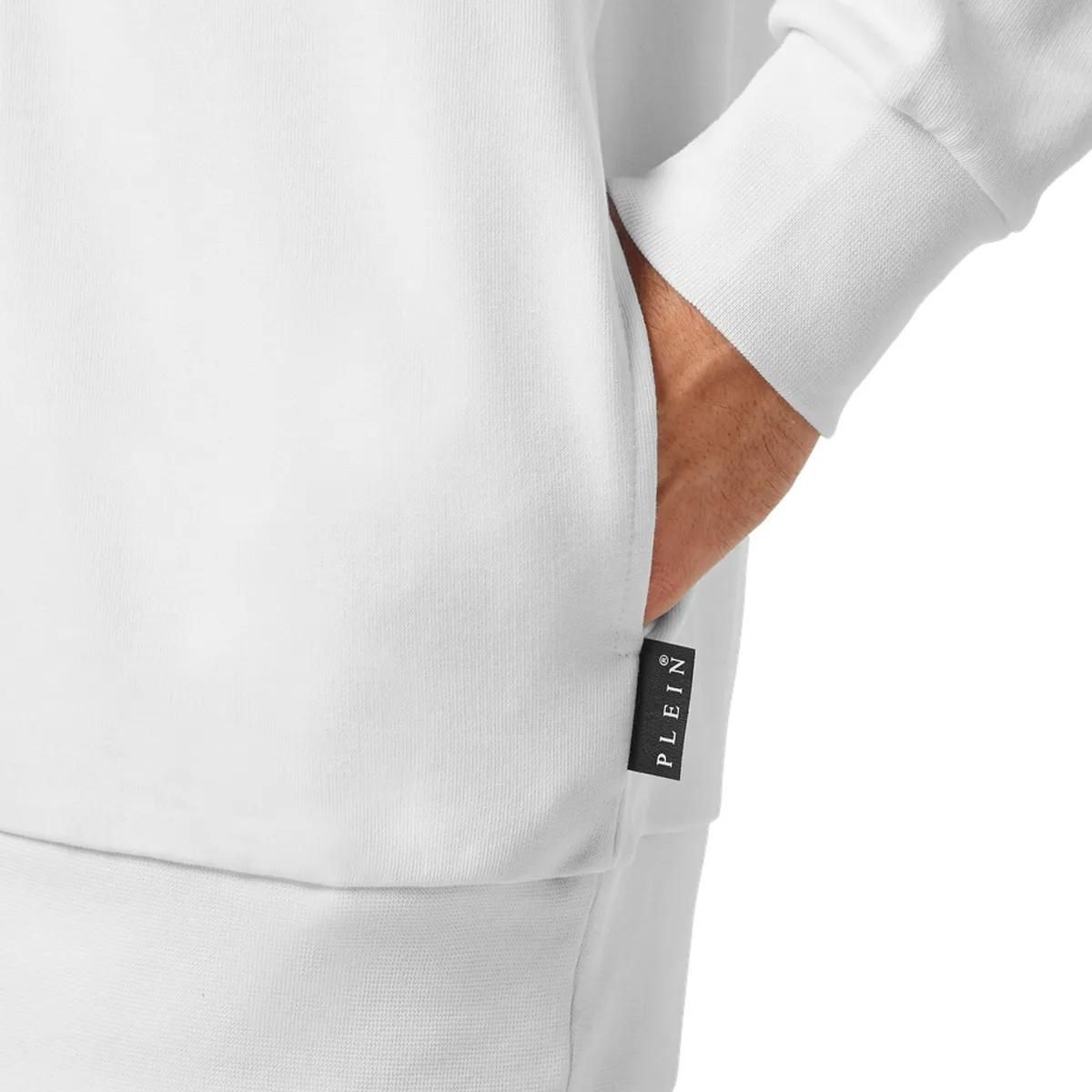 Baumwollfleece-Kapuzenpullover mit Totenkopf-Grafik