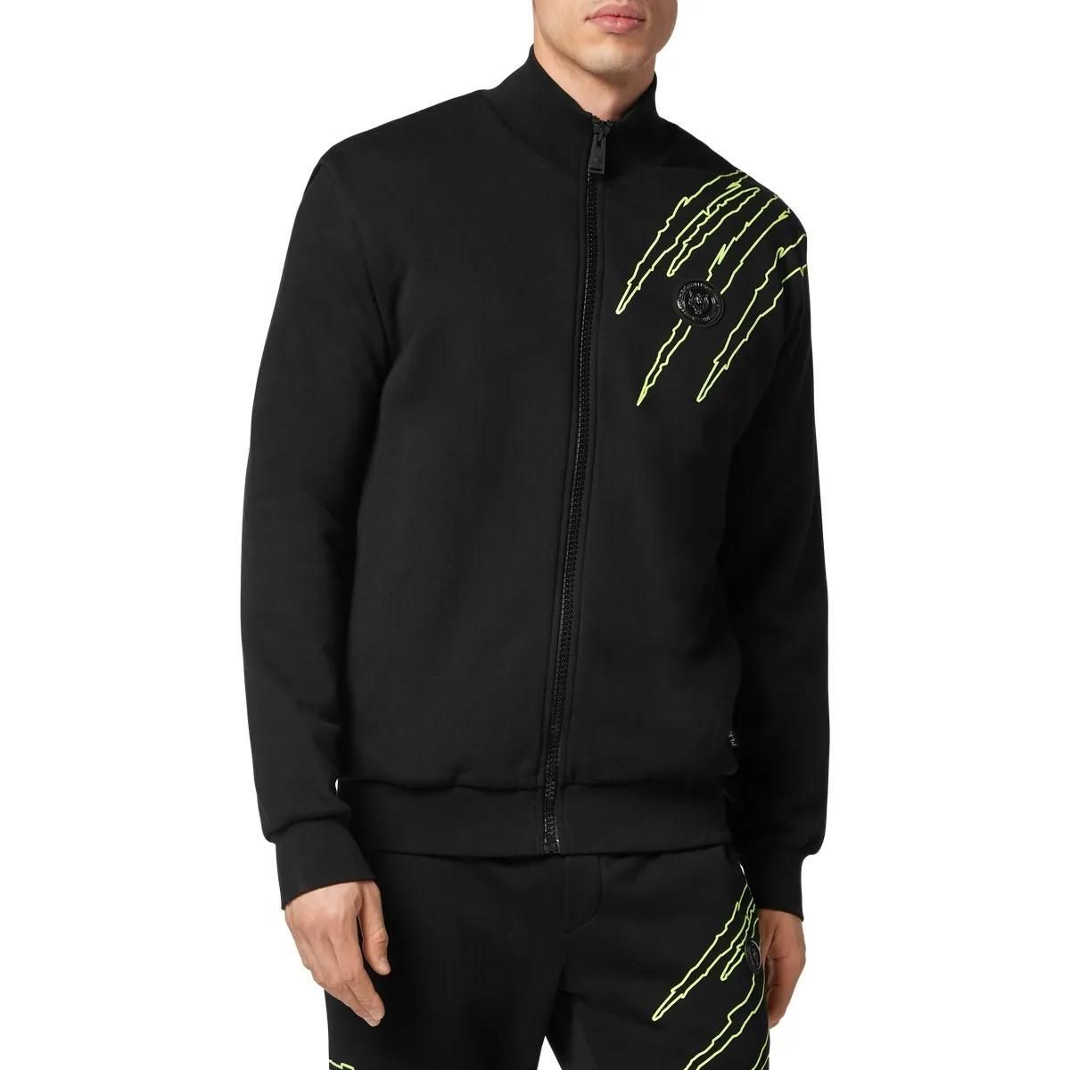 Moderne schwarze Sweatshirtjacke mit Reißverschluss