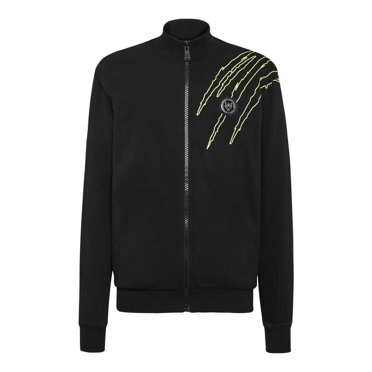 Moderne schwarze Sweatshirtjacke mit Reißverschluss