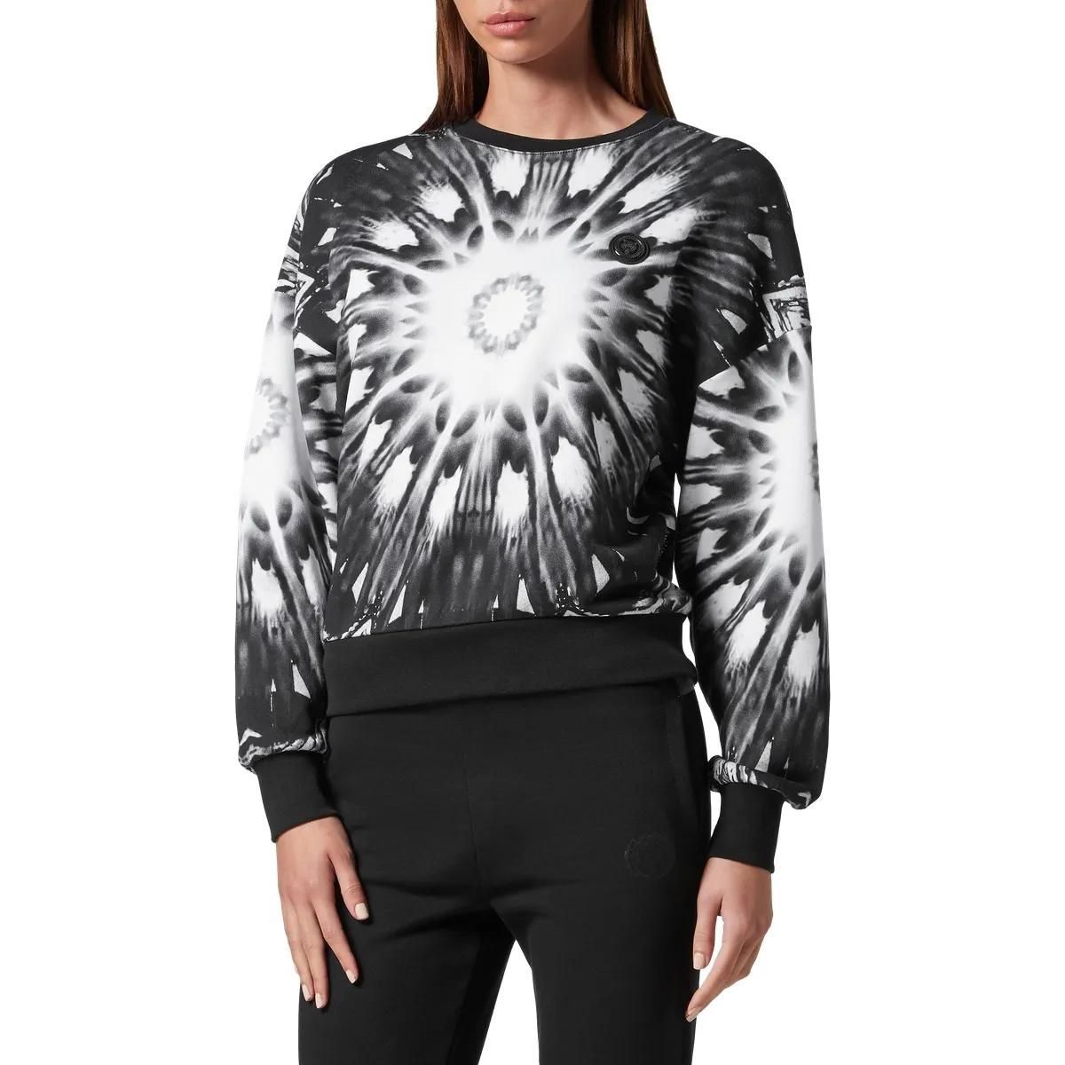 Fleece-Sweatshirt mit optischer Blume