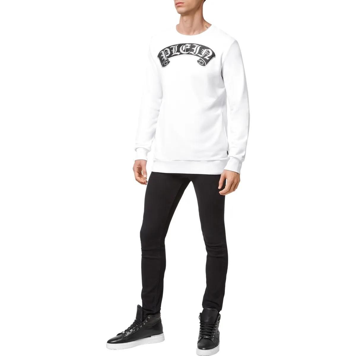 Sweatshirt mit auffälligem Logo und Schmucksteinen