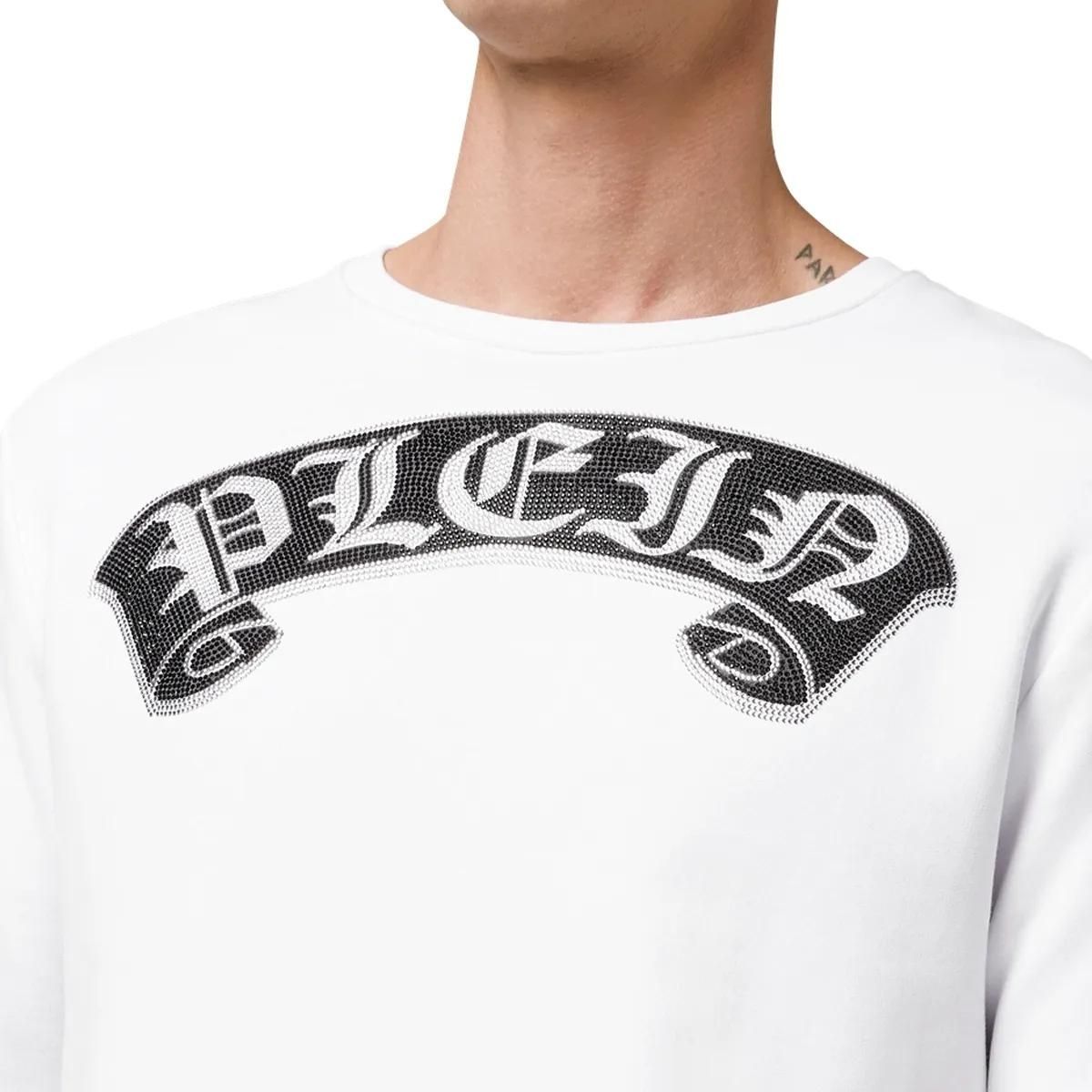 Sweatshirt mit auffälligem Logo und Schmucksteinen