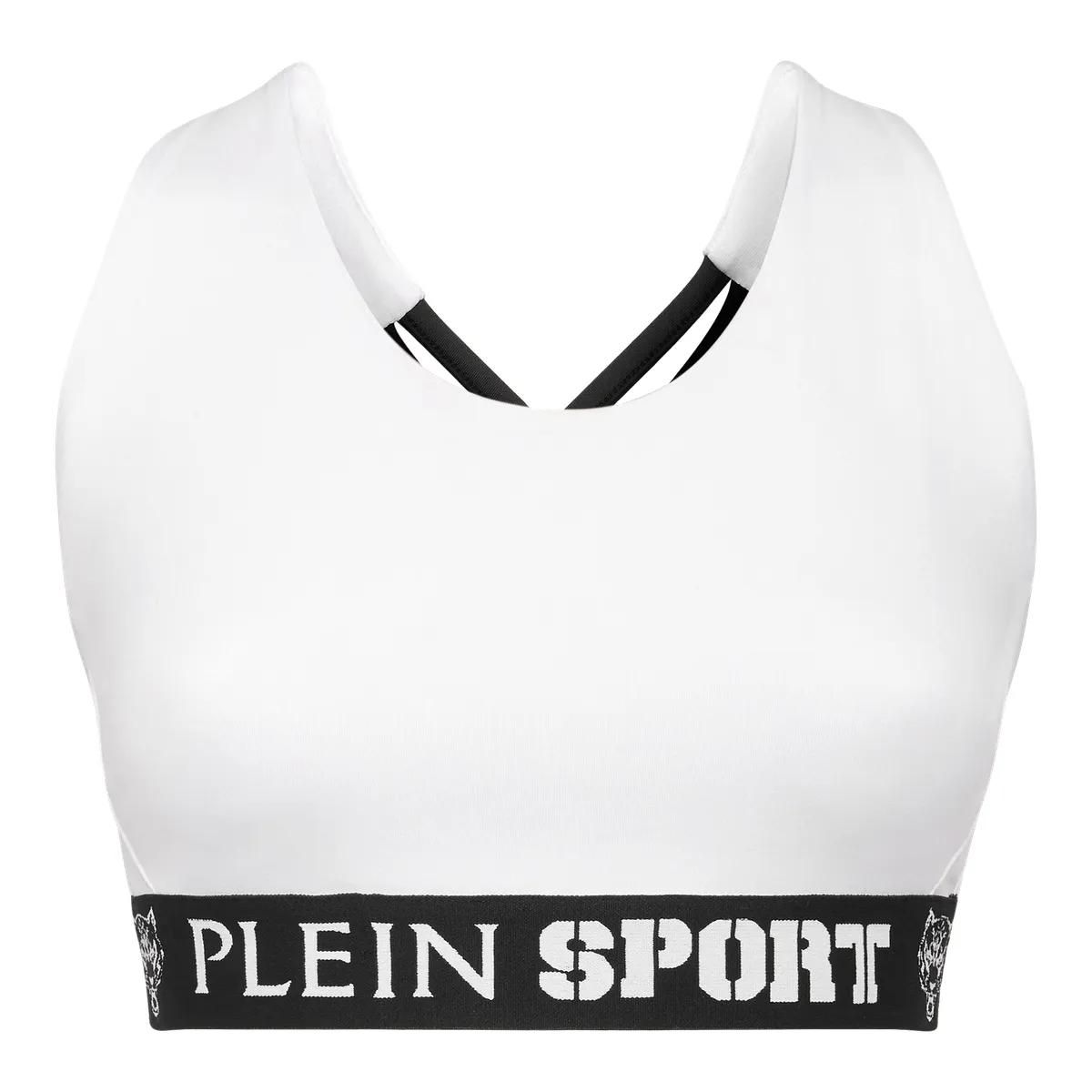 Weißer Sport-BH mit Logo-Band