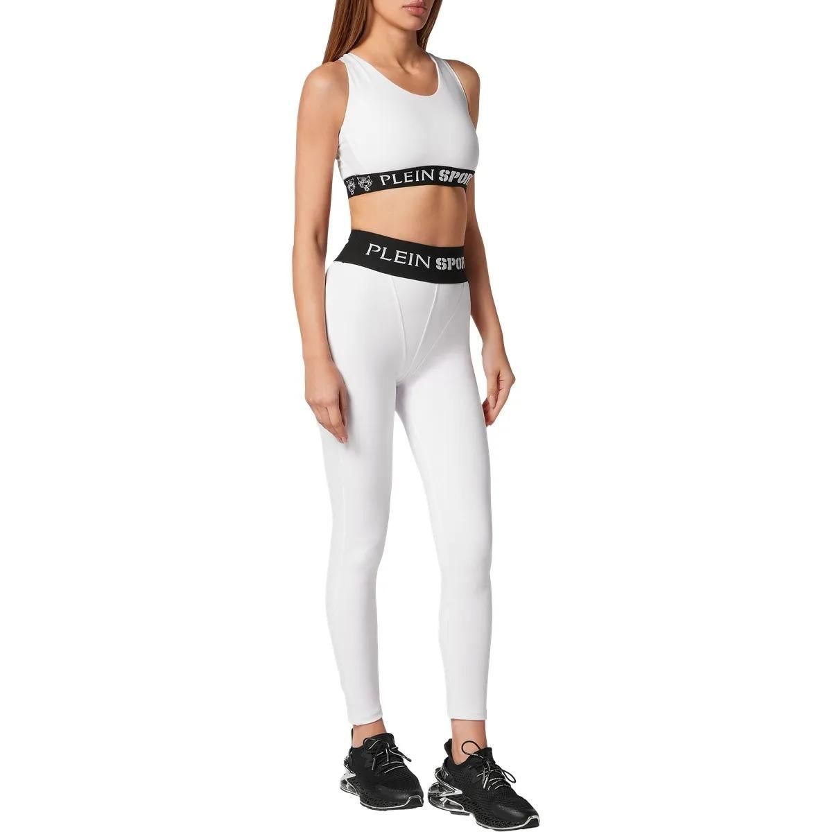 Weißer Sport-BH mit Logo-Band