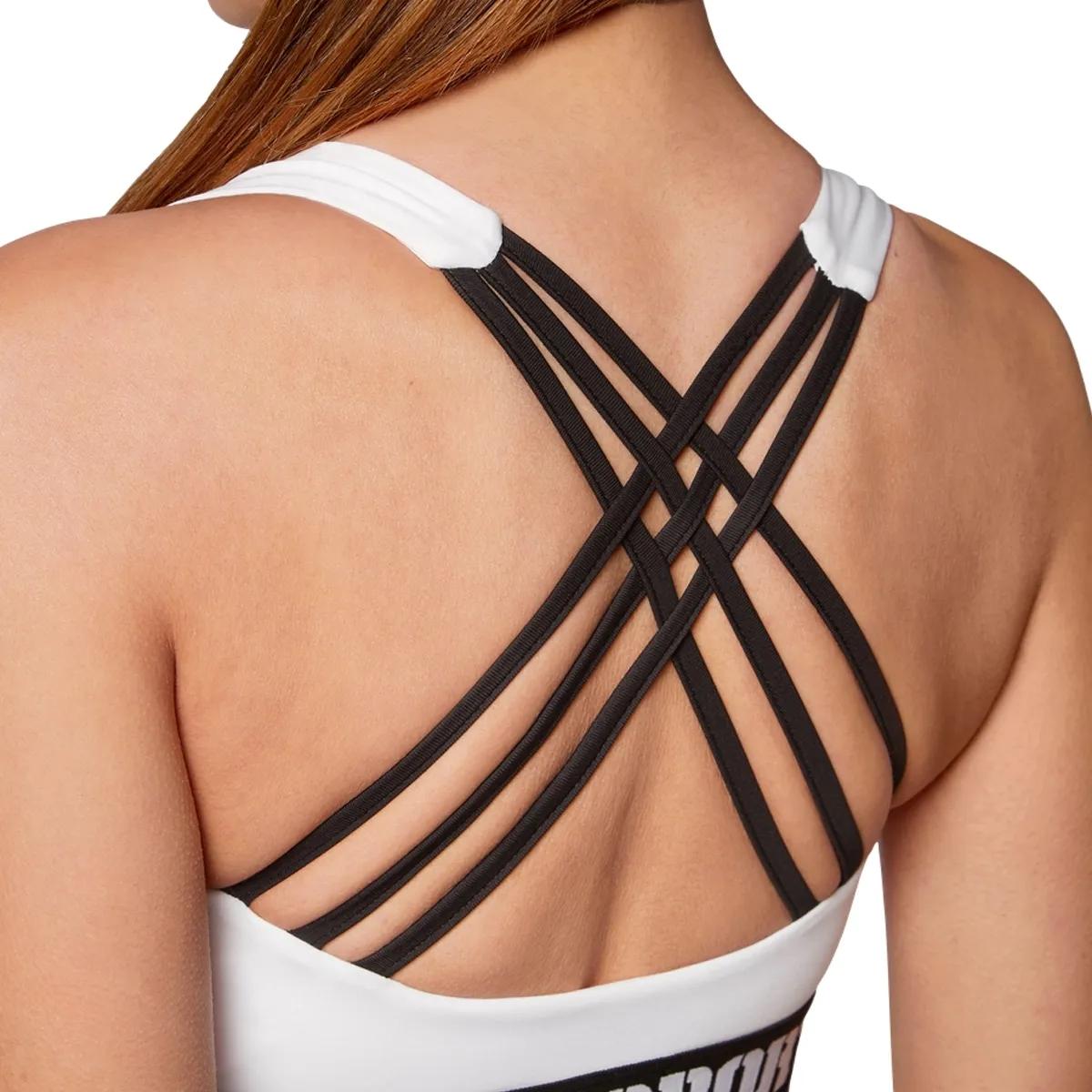 Weißer Sport-BH mit Logo-Band