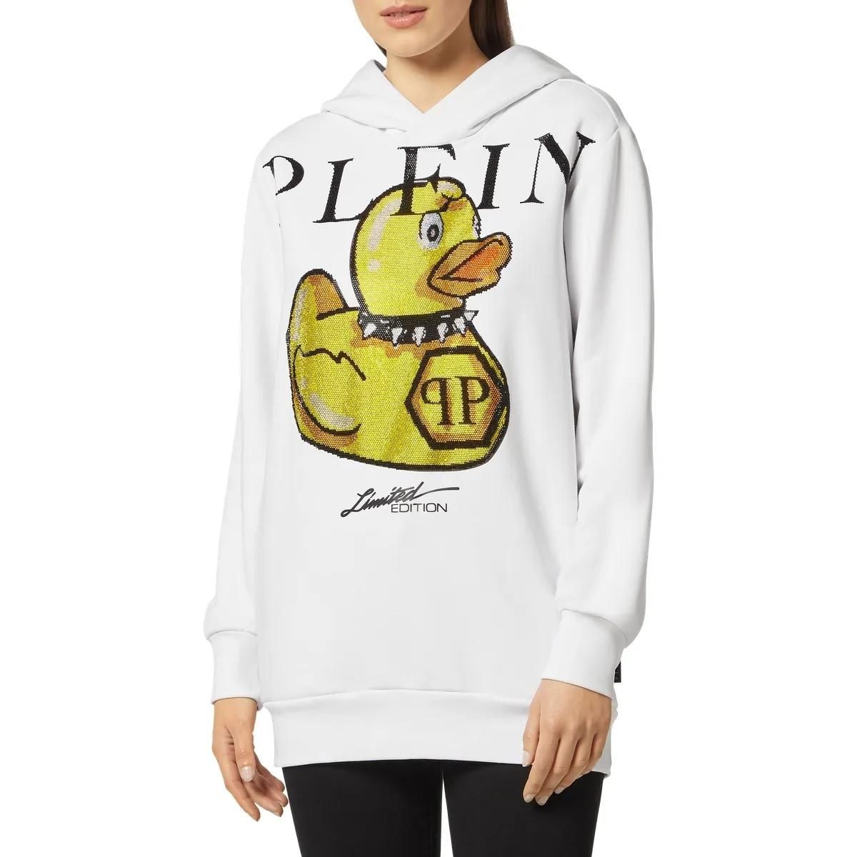 Kapuzenpullover mit Strass-Enten-Grafik
