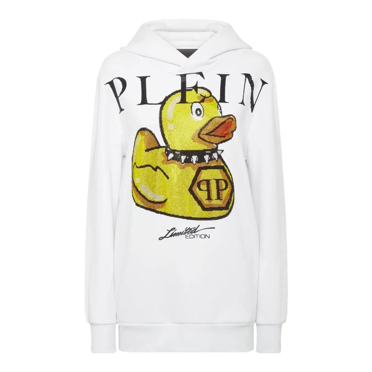 Kapuzenpullover mit Strass-Enten-Grafik