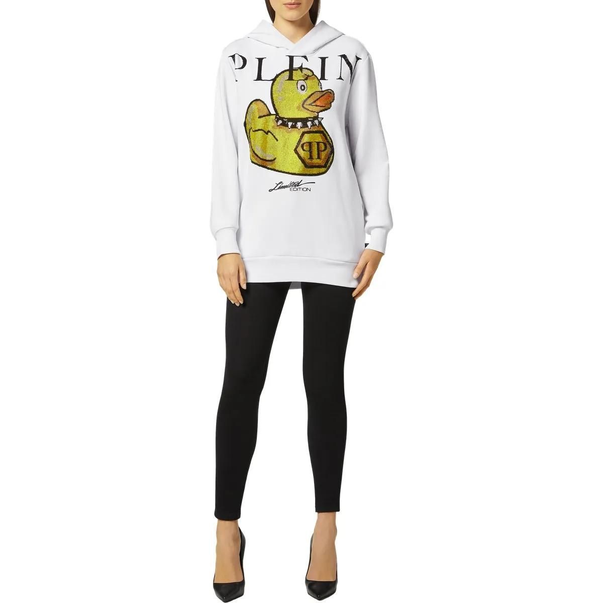 Kapuzenpullover mit Strass-Enten-Grafik