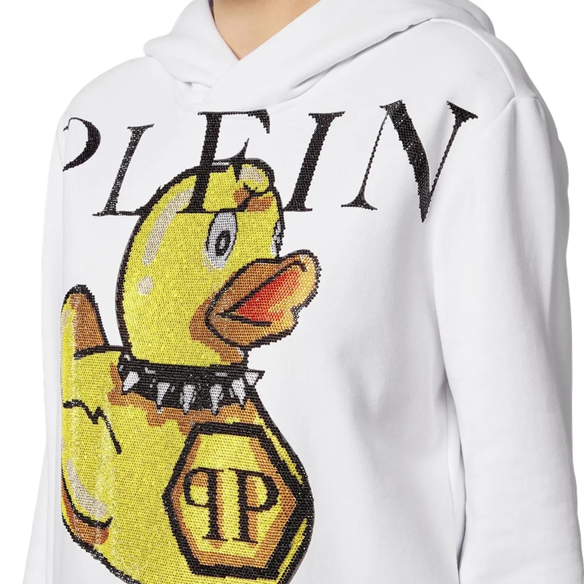 Kapuzenpullover mit Strass-Enten-Grafik