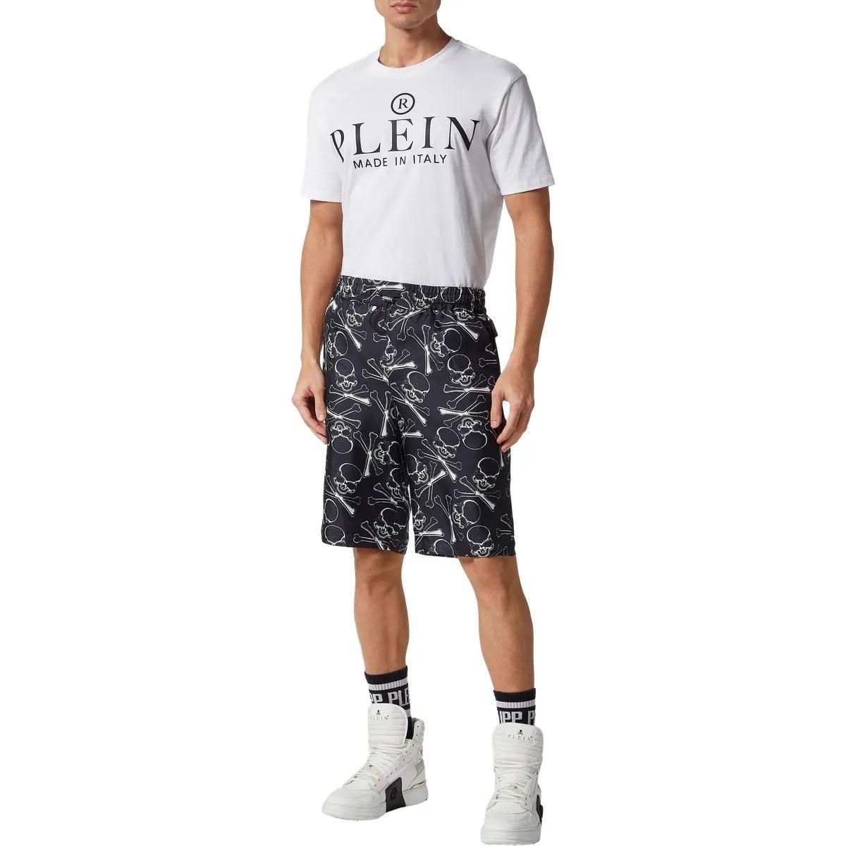 Seidenshorts mit Totenkopf- und Knochenmuster