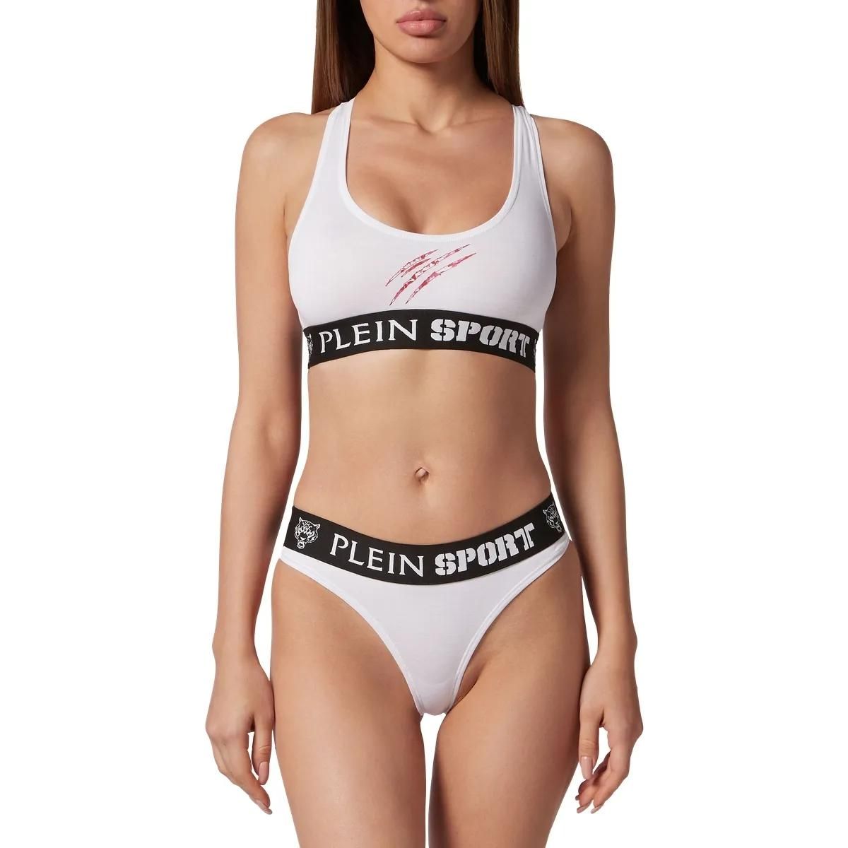 Weißes Sport-BH und Höschen-Set