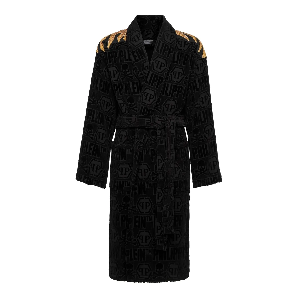 Bademantel aus Baumwollfrottee mit Adlerstickerei