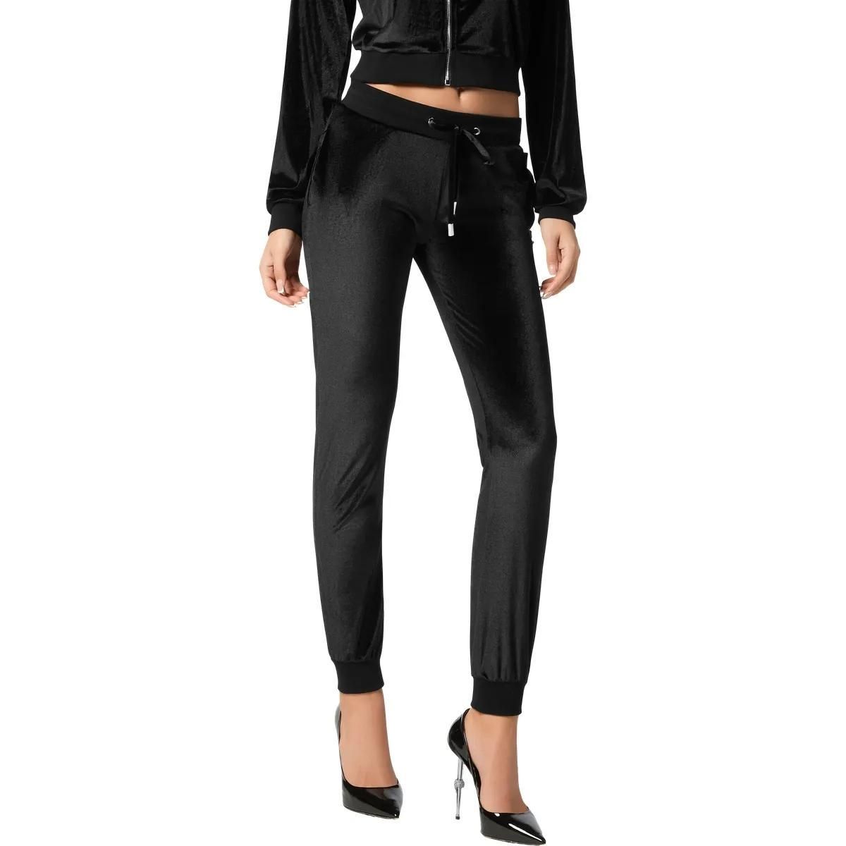 Velours-Jogginghose mit Totenkopf-Detail