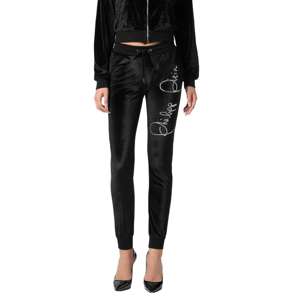 Velours-Jogginghose mit Kristall-Logo