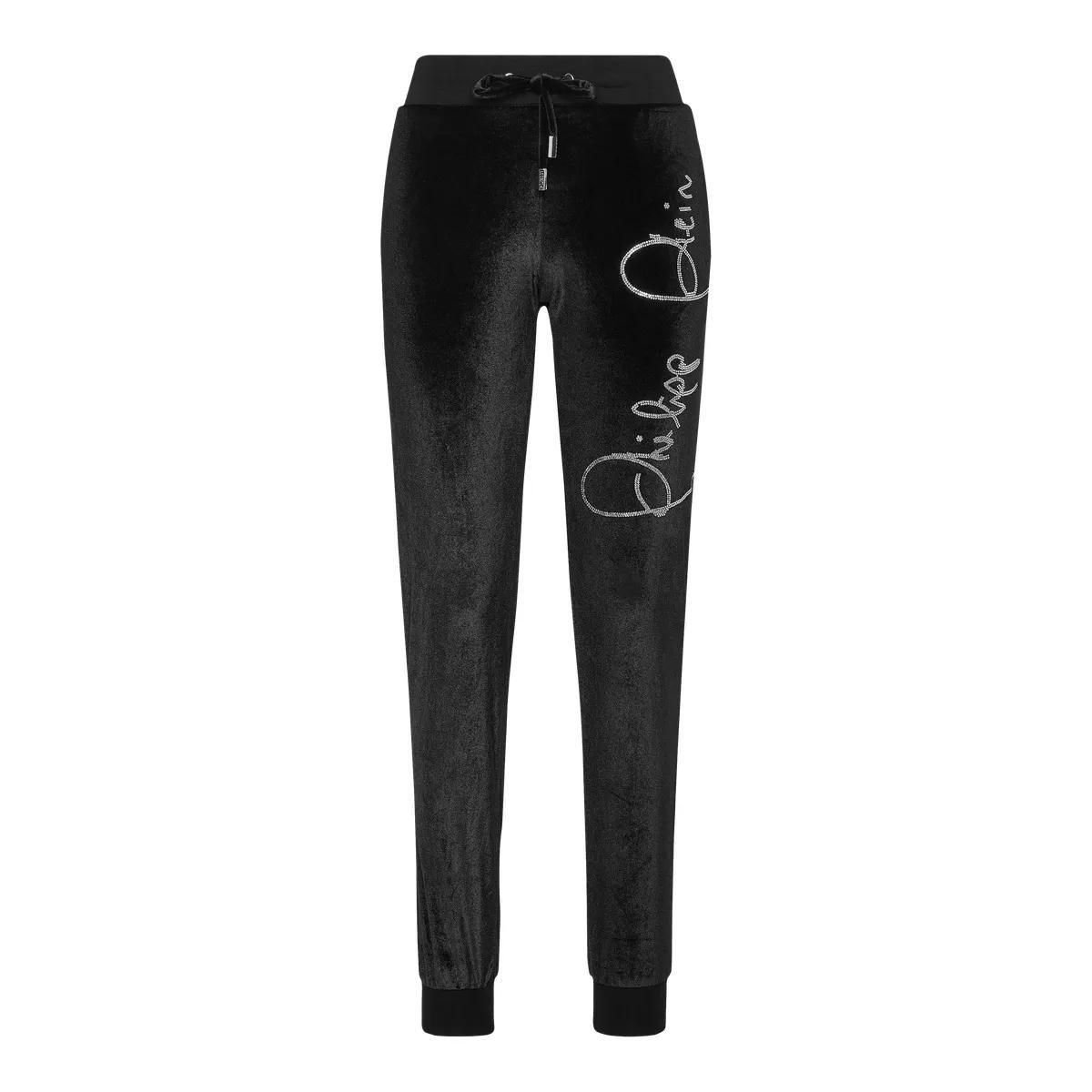 Velours-Jogginghose mit Kristall-Logo