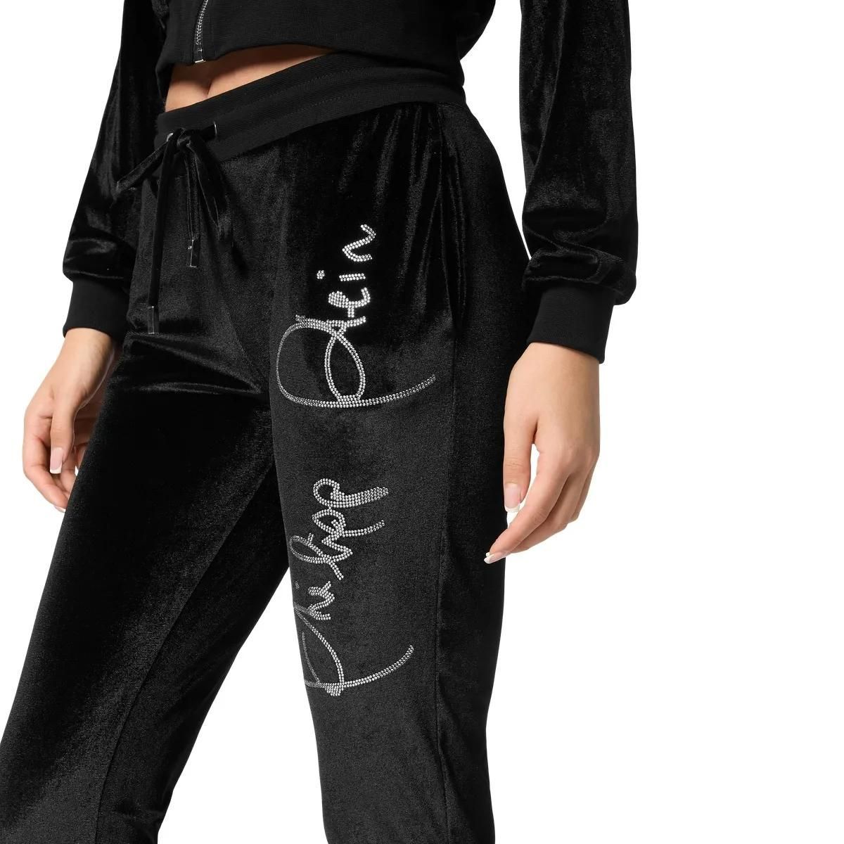 Velours-Jogginghose mit Kristall-Logo