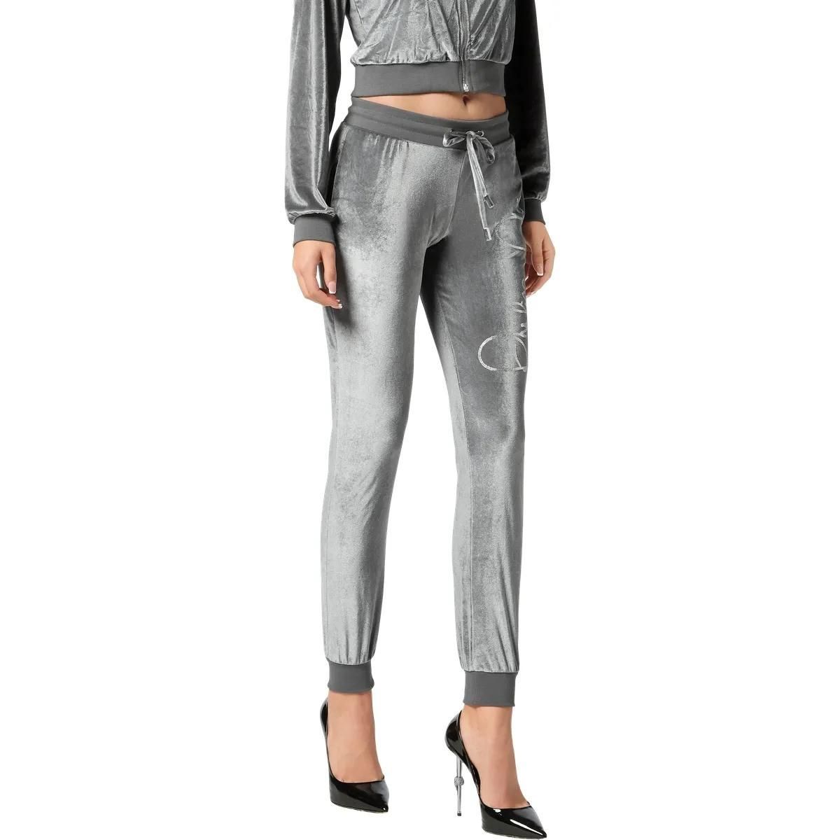 Velours-Jogginghose mit Strass-Logo